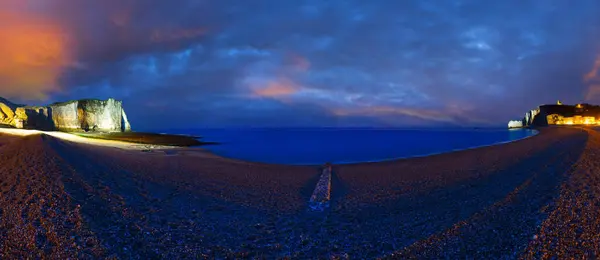 Etretat Pohled Pobřeží Francie Noční Panorama Březen 2014 — Stock fotografie