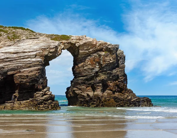 Natürlicher Felsbogen Kathedralenstrand Bei Ebbe Kantabrische Küste Lugo Galicien Spanien — Stockfoto