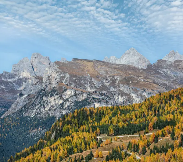 Scena Górska Dolomitów Jesiennych Sudtirol Włochy Spokojny Widok Pobliżu Gardena — Zdjęcie stockowe