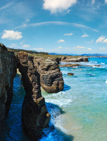 Naturliga Klippvalv Stranden Cathedrals Kantabriska Kusten Lugo Galicien Spanien Två — Stockfoto