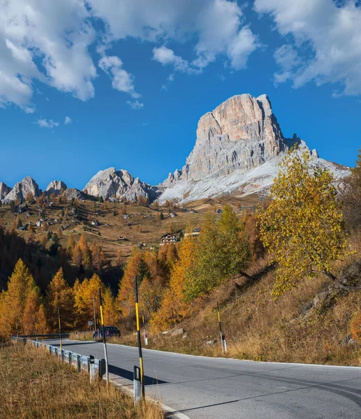 Итальянские Доломиты Горы Мирный Солнечный Вид Джау Пасс Живописный Климат — стоковое фото