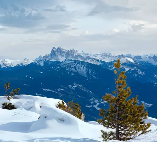 Mooie Winter Berglandschap Uitzicht Vanaf Rittner Hoorn Italië Puez Geislergruppe — Stockfoto