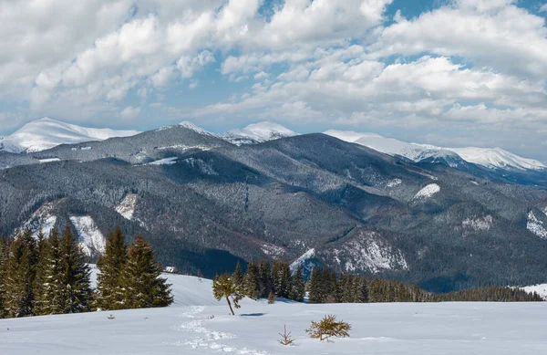 Picturesque Winter Mountain View Alpine Path Footprint Skupova Mountain Slope — Stock Photo, Image