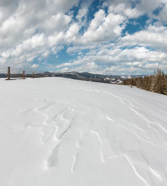 Picturesque Winter Mountain View Snowdrift Skupova Mountain Slope Ukraine View — Stock Photo, Image