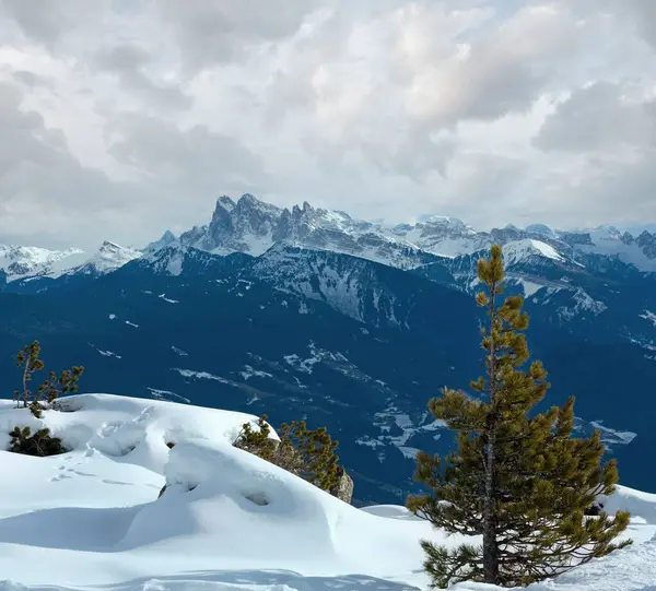 Mooie Winter Berglandschap Uitzicht Vanaf Rittner Hoorn Italië Puez Geislergruppe — Stockfoto