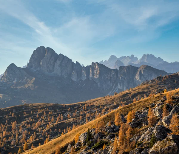 Italiaanse Dolomieten Berg Vredige Wazige Avond Schemering Uitzicht Vanaf Giau — Stockfoto
