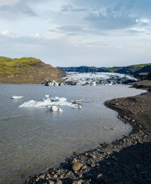 Slheimajkull Pittoreske Gletsjer Zuid Ijsland Tong Van Deze Gletsjer Glijdt — Stockfoto