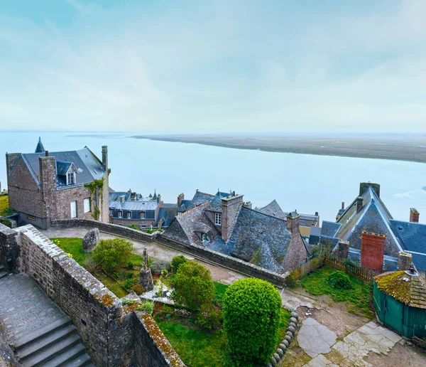 Morgonen Molnigt Havsutsikt Från Väggarna Mont Saint Michel — Stockfoto