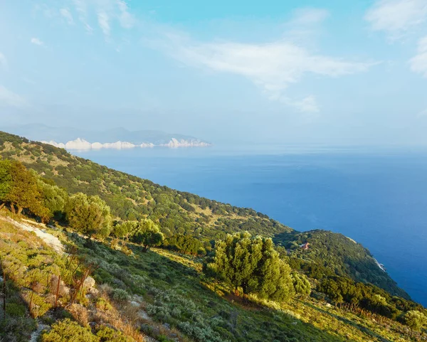 Från Vägen Till Myrtos Beach Sommaren Hav Landskap Grekland Kefalonia — Stockfoto