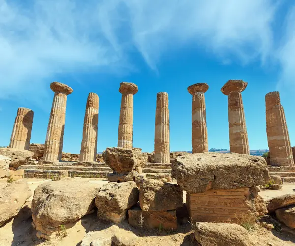 Geruïneerde Tempel Voor Heracles Kolommen Beroemde Oude Vallei Van Tempels — Stockfoto