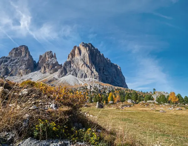 Autumn Alpine Dolomites Mountain Scene Sudtirol Italy Peaceful View Sella — Stock Photo, Image