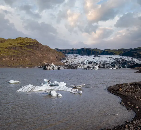 Soheimajokull Geleira Pitoresca Sul Islândia Língua Deste Glaciar Desliza Vulcão — Fotografia de Stock