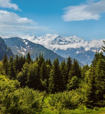 Mont blanc Dağı massif (chamonix valley, Fransa, görünümden plaine joux ilçe sınırı).