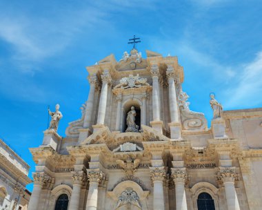 Siracusa (Ortigia Island City Syracuse, Sicilya, İtalya) Katedrali. UNESCO dünya mirası. Güzel seyahat fotoğraf Sicilya.