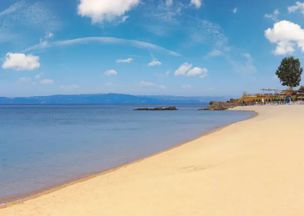 Summer Morning Sandy Tristinika Beach View Sithonia Chalkidiki Greece — Stock Photo, Image