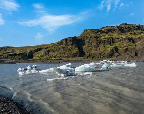 Γραφικός Παγετώνας Slheimajkull Στη Νότια Ισλανδία Γλώσσα Αυτού Του Παγετώνα — Φωτογραφία Αρχείου