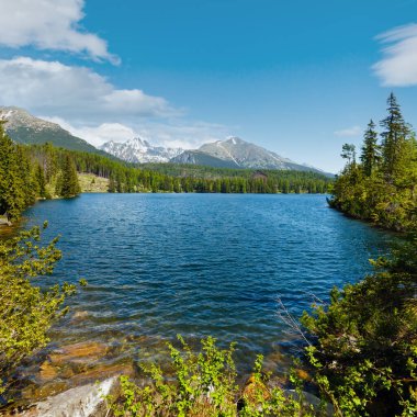 Strbske Pleso bahar bakış dağ gölü (Slovakya ile)