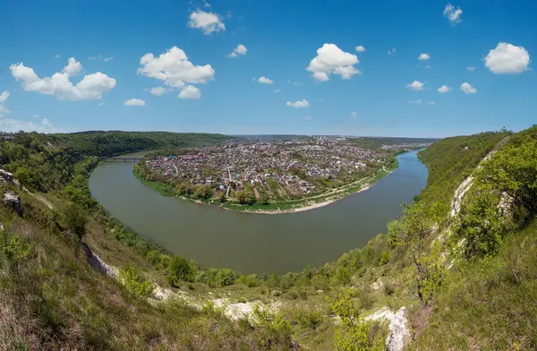 Amazing Spring View Dnister River Canyon View Zalishchyky Town Ternopil — Stock Photo, Image
