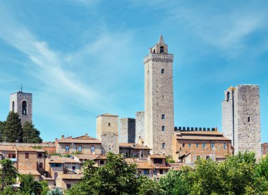 Yaz San Gimignano İtalyan ortaçağ köyü, Unesco Dünya Mirası, Siena eyaletinin, Toskana, İtalya.
