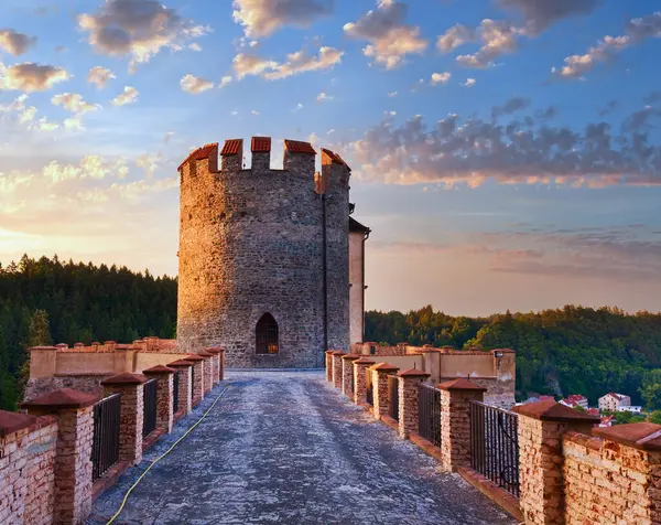 Abend Historische Mittelalterliche Burg Sternberk Der Tschechischen Republik Mittelböhmen Der Stockbild