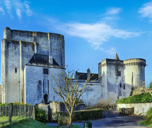 Royal Loches Şehir Fransa Ortaçağ Surlarının Yüzyılda Inşa Edilmiş Stok Resim