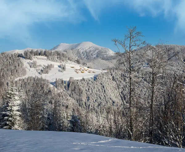 Winter Pittoreske Gorgany Massiv Bergen Uitzicht Vanaf Yablunytsia Pas Karpaten — Stockfoto
