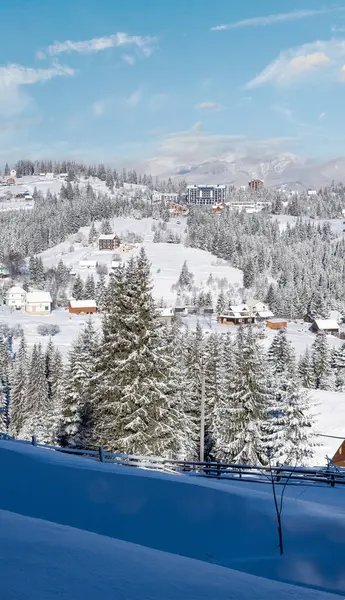 Vinter Pittoreska Gorgany Massiv Berg Landskap Utsikt Från Yablunytsia Pass — Stockfoto