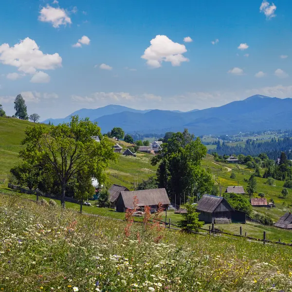 Καλοκαίρι Γραφικό Chornohora Ορεινό Τοπίο Θέα Από Sevenei Λόφο Κοντά Royalty Free Φωτογραφίες Αρχείου