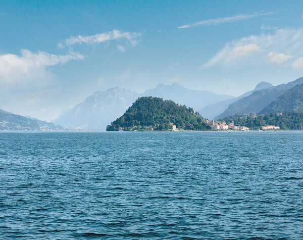 Lake Como (Italy) summer coast view from ship board
