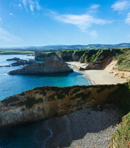 stock image Sandy Mexota beach (Spain). Atlantic Ocean coastline landscape.