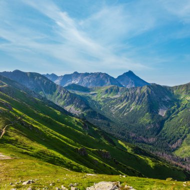 Tatra Mountain (Polonya) üstten görünüm Kasprowy Wierch aralığından.