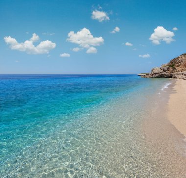Drymades beach, Arnavutluk. Yaz Ionian sea coast görünümü.