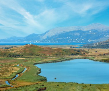 Büyük Tuz Gölü ve Vivari channal Butrint Milli Parkı, Arnavutluk.