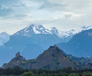 Mont blanc massif dağ. Yaz görünümünden plaine joux sınırı, Fransa.