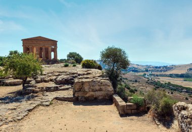 Tapınak Concordia ünlü antik Yunanistan Valley, tapınaklar, Agrigento, Sicilya, İtalya. UNESCO Dünya Miras Listesi.