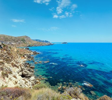 Cennet deniz plaj Cala Paradiso yakınındaki Rocca di San Nicola, Agrigento, Sicilya, İtalya