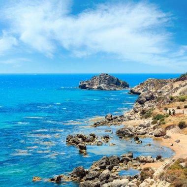Cennet deniz plaj Cala Paradiso yakınındaki Rocca di San Nicola, Agrigento, Sicilya, İtalya
