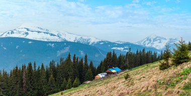 Erken bahar Karpat Dağları manzara, Ukrayna, Avrupa Plato..