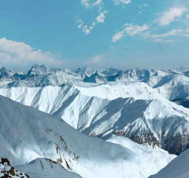 Kış Silvretta Alps manzara, Tyrol, Avusturya.