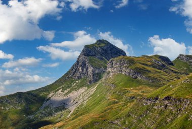 Picturesque summer mountain landscape of Durmitor National Park, Montenegro, Europe, Balkans Dinaric Alps, UNESCO World Heritage. Durmitor panoramic road, Sedlo pass. clipart