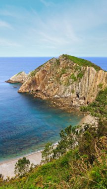 Silencio beach (İspanya). Atlantik Okyanusu kıyı şeridi manzara.