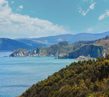 Atlantik Okyanusu yaz kıyı şeridi manzara (Galiçya, İspanya).