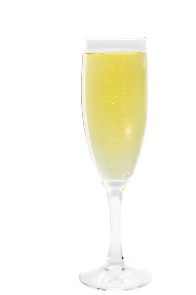 Close Champagne Flute Filled Sparkling Wine Isolated White Background —  Fotos de Stock