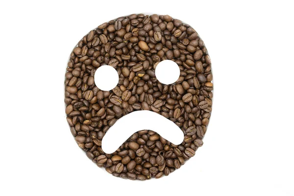 Beyaz Arka Planda Kahve Çekirdekleri Emojiye Benzemek Için Dizilmiş — Stok fotoğraf
