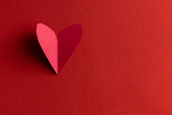 Hand Cut Heart Out Red Paper Red Background — Foto de Stock