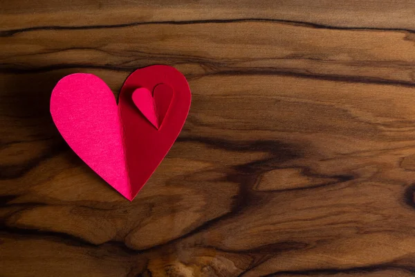 Close Small Heart Shaped Cut Out Wooden Table Beautiful Texture — Foto de Stock