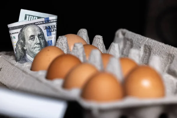 2023 Yılında Yumurta Fiyatları Için Abd Para Birimi Taze Yumurta — Stok fotoğraf