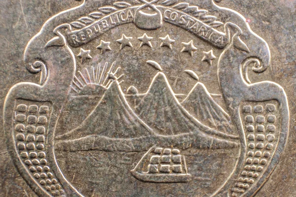 Close 100 Colones Coin Costa Rica Focused Ship — Stock Photo, Image