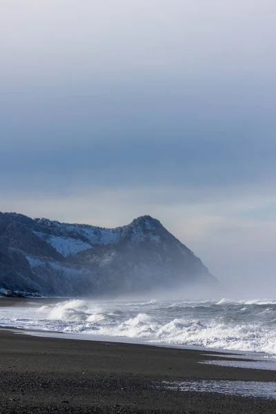 Cape Sebastian Νότια Της Gold Beach Όρεγκον Χιόνι Και Θυελλώδη — Φωτογραφία Αρχείου