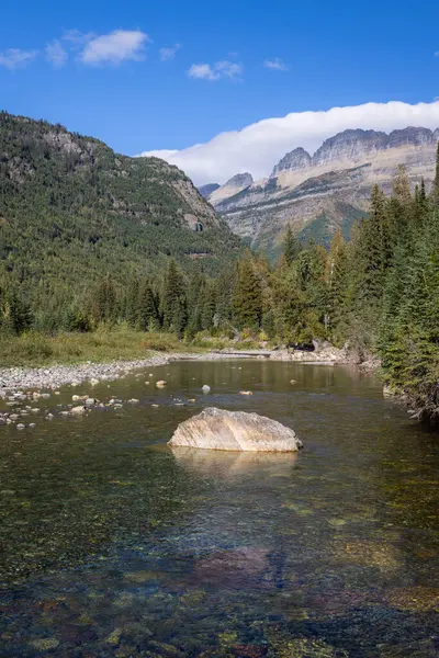 Klarer Schöner Fluss Mit Frischem Gletscherschmelzwasser Glacier National Park Montana — Stockfoto